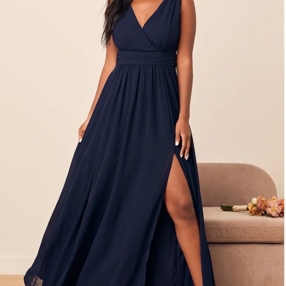 Navy blue Lulu’s slit maxi dress